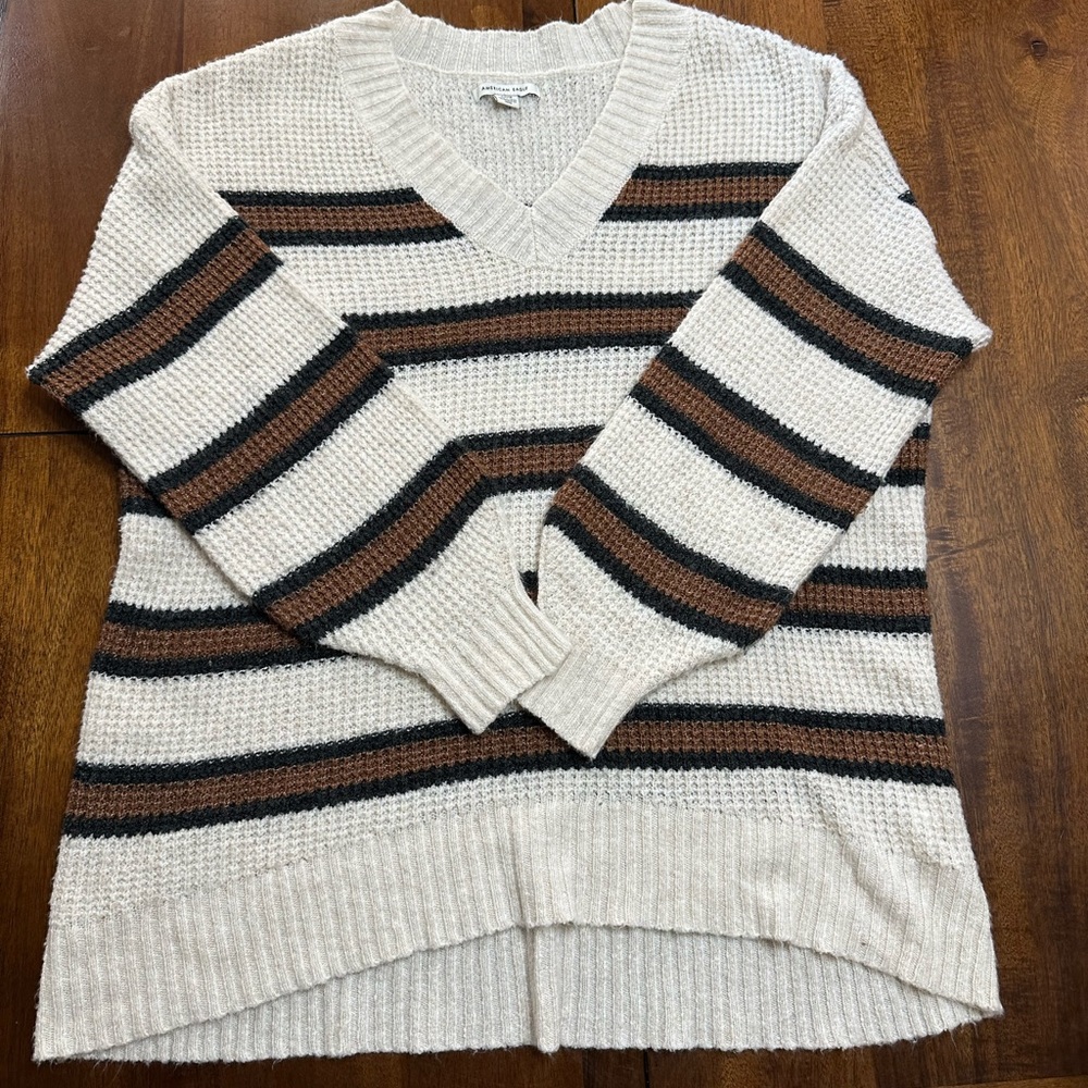 American Eagle Striped Waffle Knit Sweater | Size Small